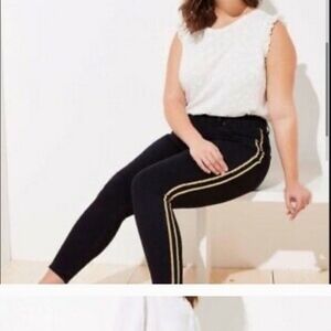 Loft Plus Shimmer Stripe Skinny Jean